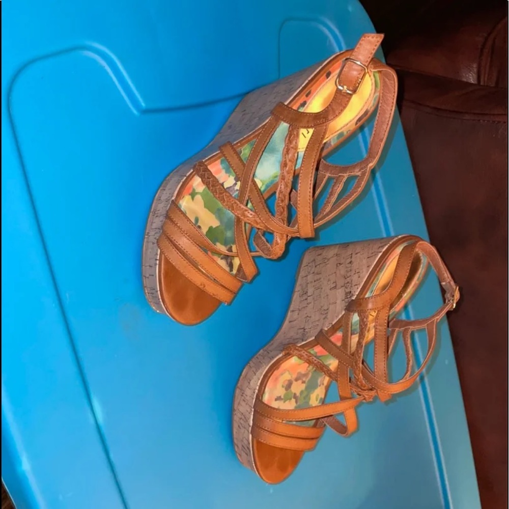 Madden Girl Strappy Tan Wedges